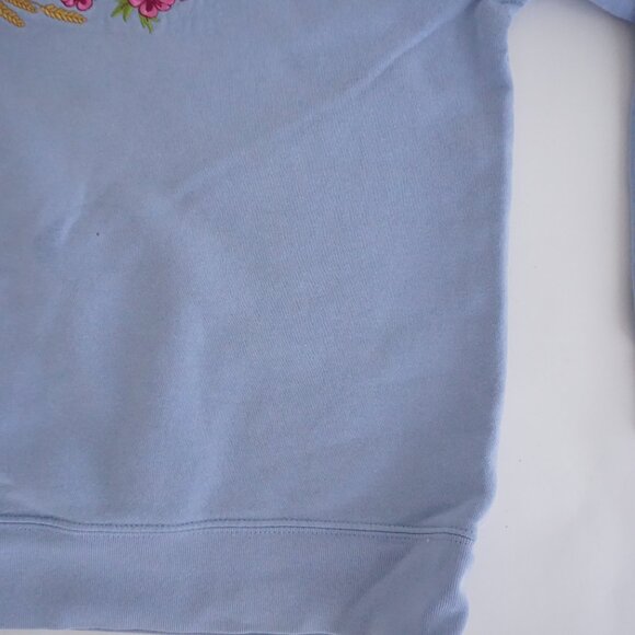 Vintage Basic Editions Blue Cat Birdhouse Embroidered Sweatshirt Cottagecore M - Picture 5 of 10